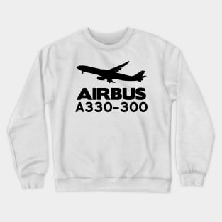 Airbus A330-300 Silhouette Print (Black) Crewneck Sweatshirt